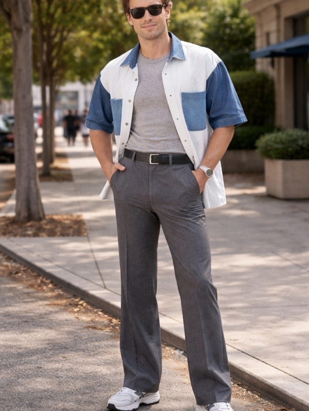 Vintage Men's Levi's 517 polyester flare pants from 1991 Grey color 36X32